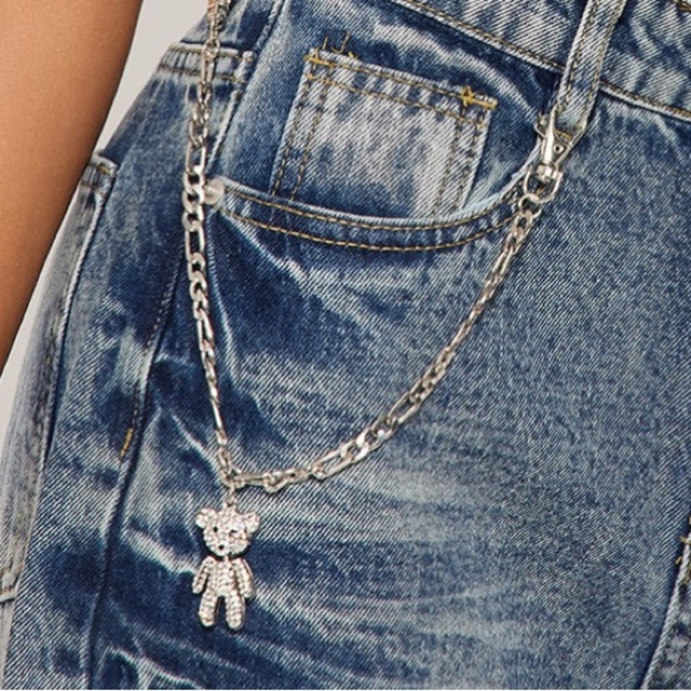 Teddy Rhinestone Pant Chain - Silver